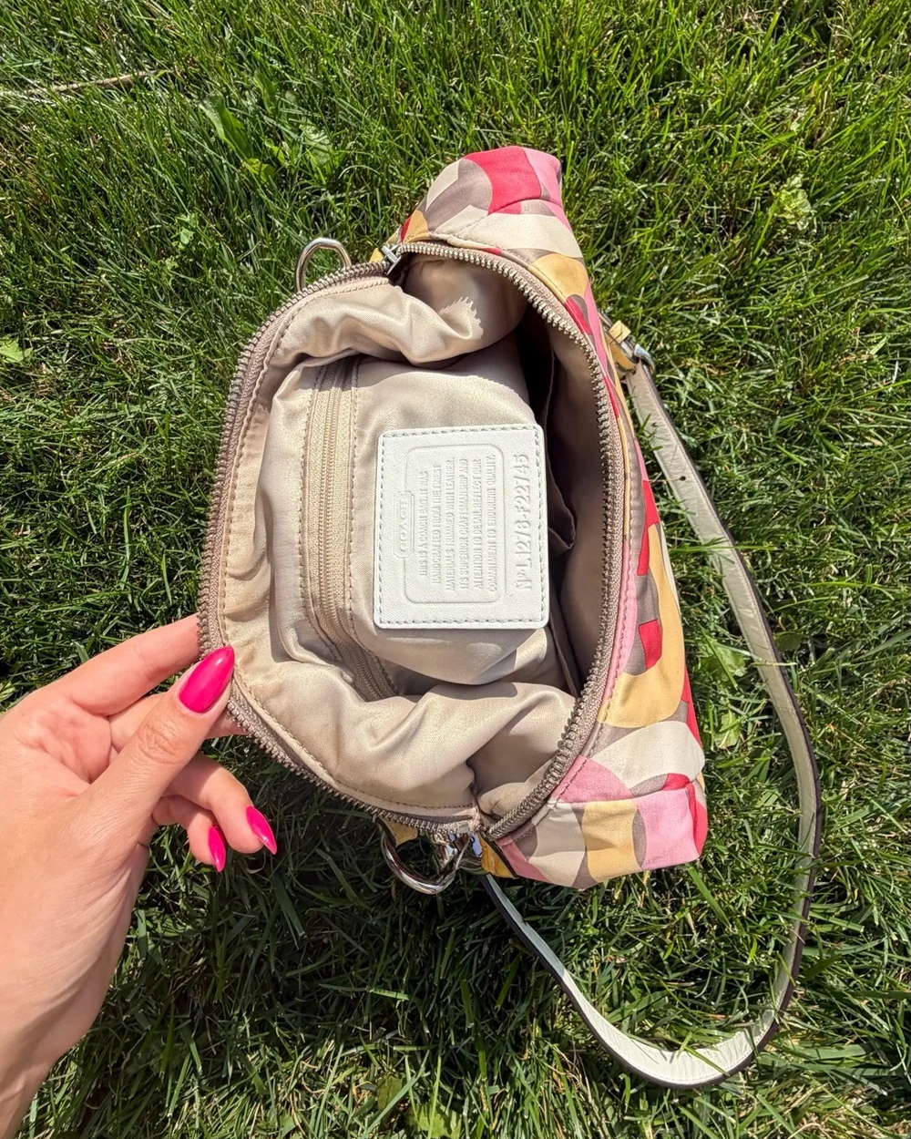 Coach Y2K Multicolor Kristin Op Art Sateen Shoulder Crossbody Bag Pink Yellow