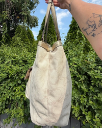 Coach Penelope Signature Ivory Metallic Tote Shoulder Bag