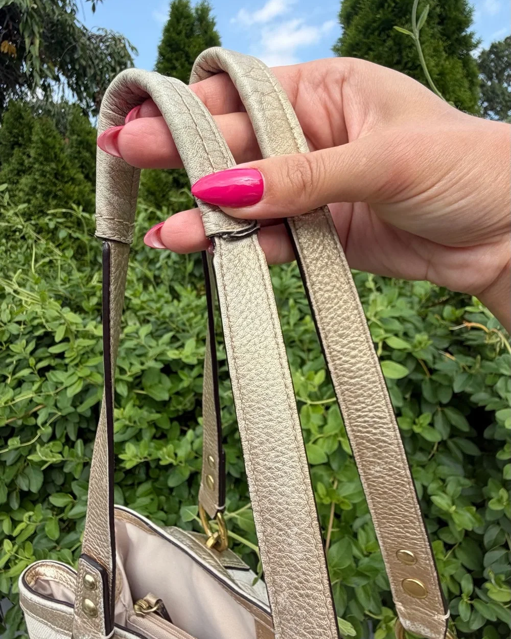 Coach Penelope Signature Ivory Metallic Tote Shoulder Bag