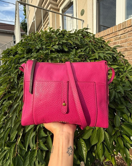 Y2K Fossil Hot Pink Pebbled Leather Crossbody Bag Fuchsia Mini Messenger Purse