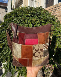 Vintage Y2K Coach Patchwork Signature Leather Canvas Crossbody Hobo Bag
