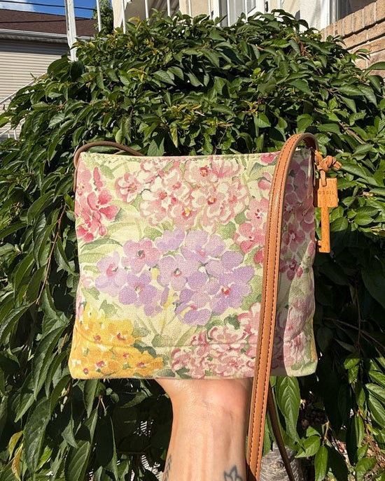 Vintage Fossil Y2K Floral Canvas Crossbody Bag Cottagecore Garden Purse