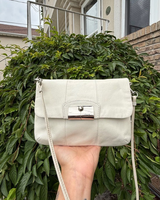 Coach White Leather Crossbody Flap Bag Y2K Style